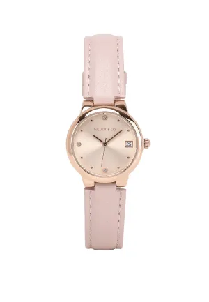 Freja Rose Gold Leather Analog Watches (Pink)