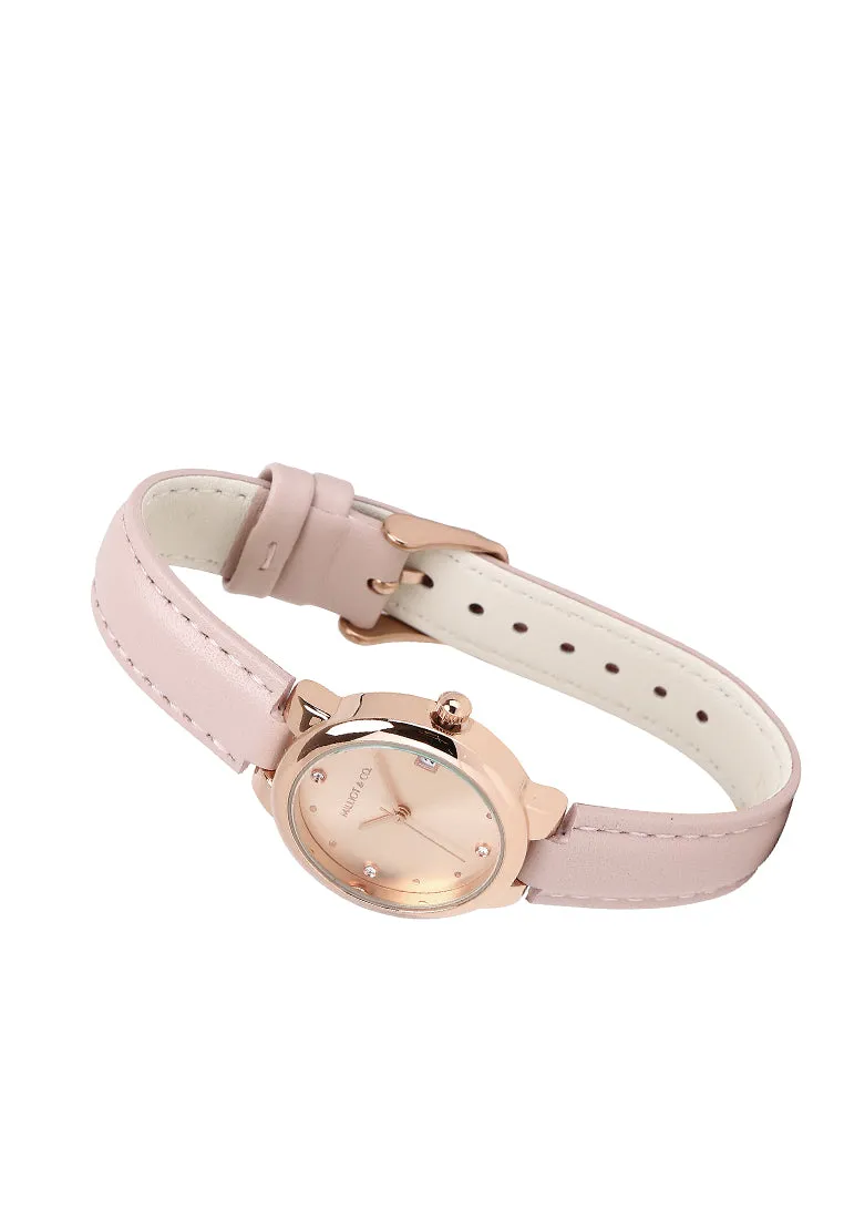 Freja Rose Gold Leather Analog Watches (Pink)