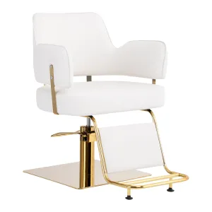 GABBIANO HAIRDRESSING CHAIR LINZ WHITE GOLD