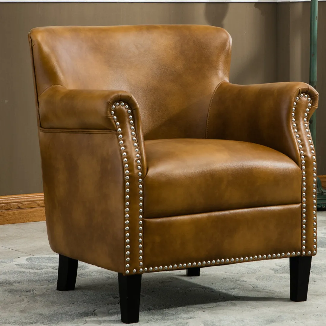 Gail 29.5" Wide Armchair Three Posts™ Leather Type: Camel Faux Leather