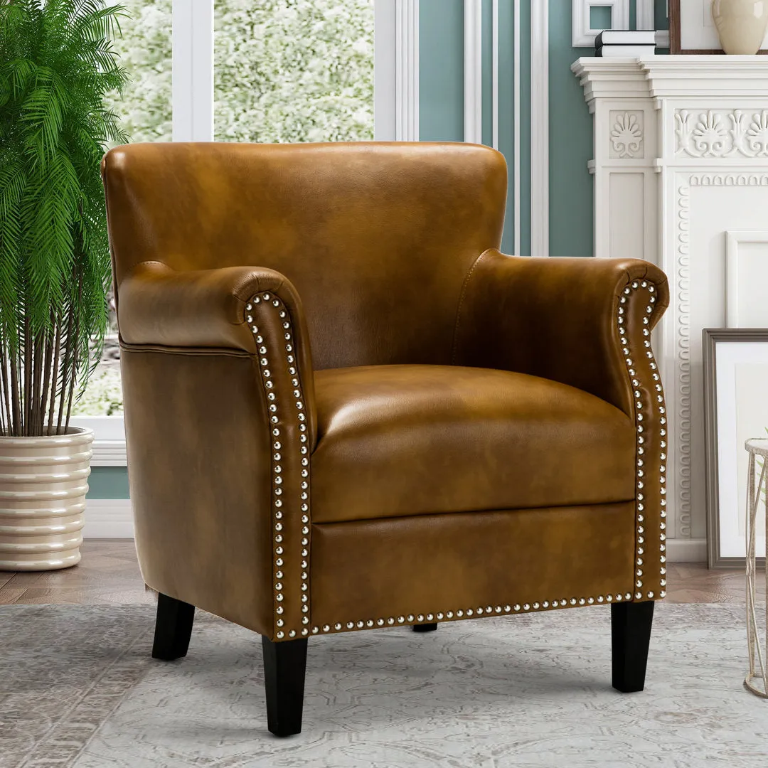 Gail 29.5" Wide Armchair Three Posts™ Leather Type: Camel Faux Leather