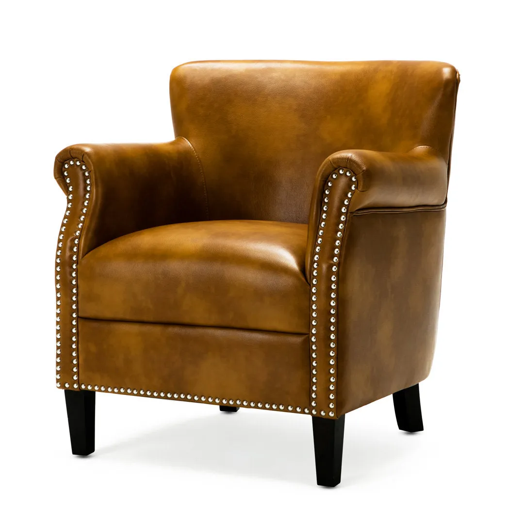 Gail 29.5" Wide Armchair Three Posts™ Leather Type: Camel Faux Leather