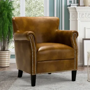 Gail 29.5" Wide Armchair Three Posts™ Leather Type: Camel Faux Leather