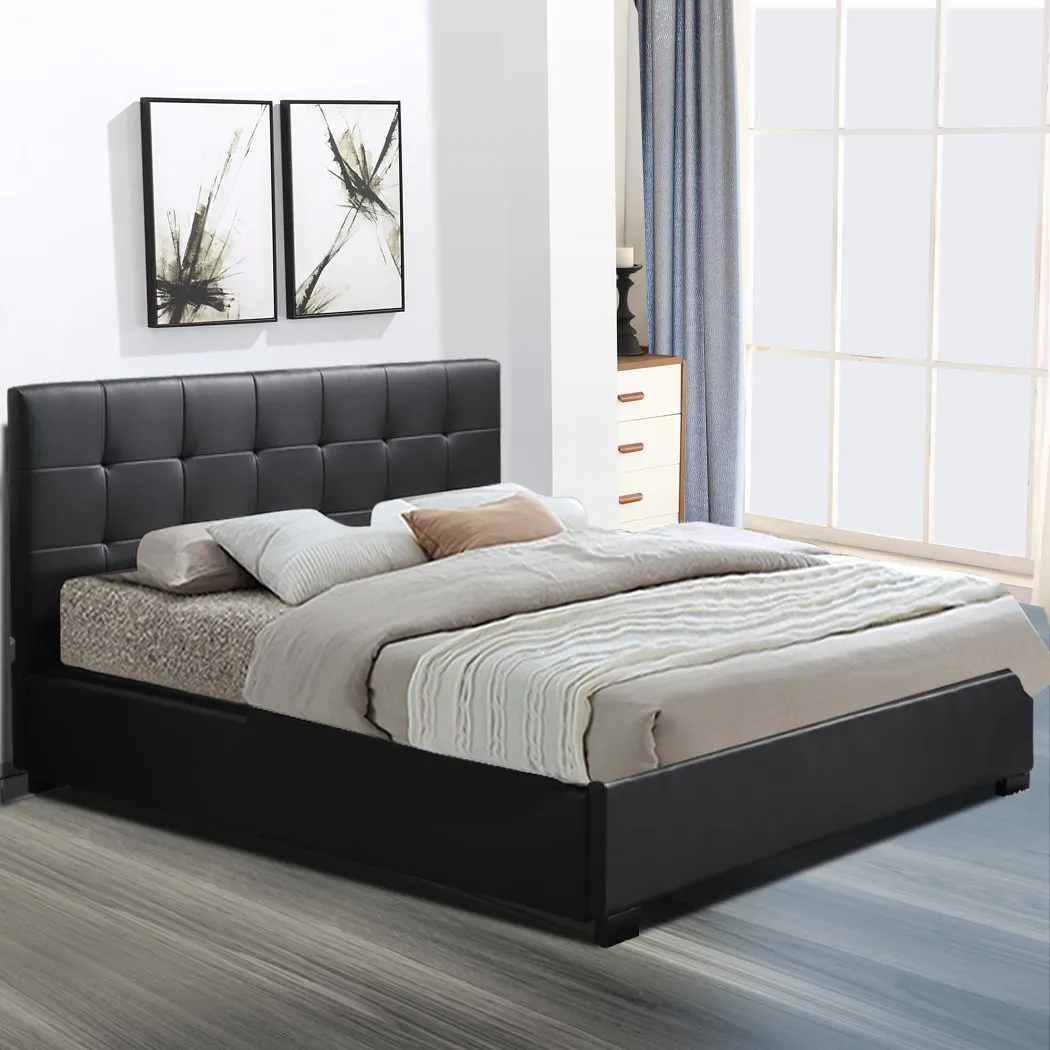Gas Lift Bed Frame Premium PU Leather Base Mattress Storage King Size