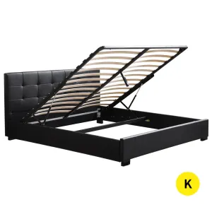 Gas Lift Bed Frame Premium PU Leather Base Mattress Storage King Size