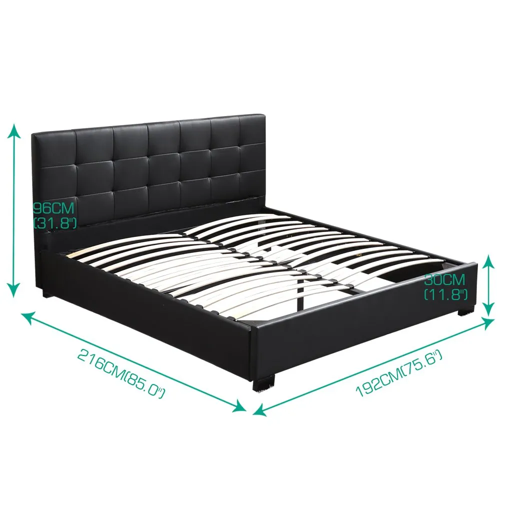 Gas Lift Bed Frame Premium PU Leather Base Mattress Storage King Size