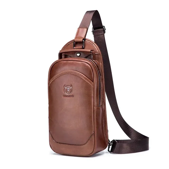 Genuine Leather Messenger Shoulder Bag Men's Chest Bag