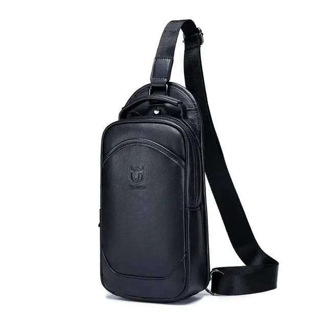 Genuine Leather Messenger Shoulder Bag Men's Chest Bag