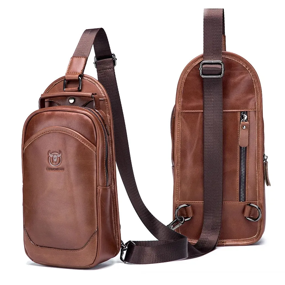 Genuine Leather Messenger Shoulder Bag Men's Chest Bag