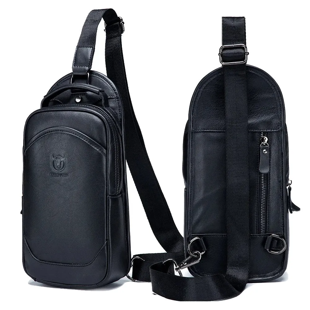Genuine Leather Messenger Shoulder Bag Men's Chest Bag