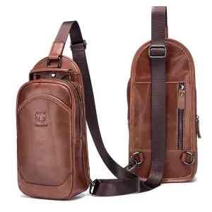 Genuine Leather Messenger Shoulder Bag Men's Chest Bag