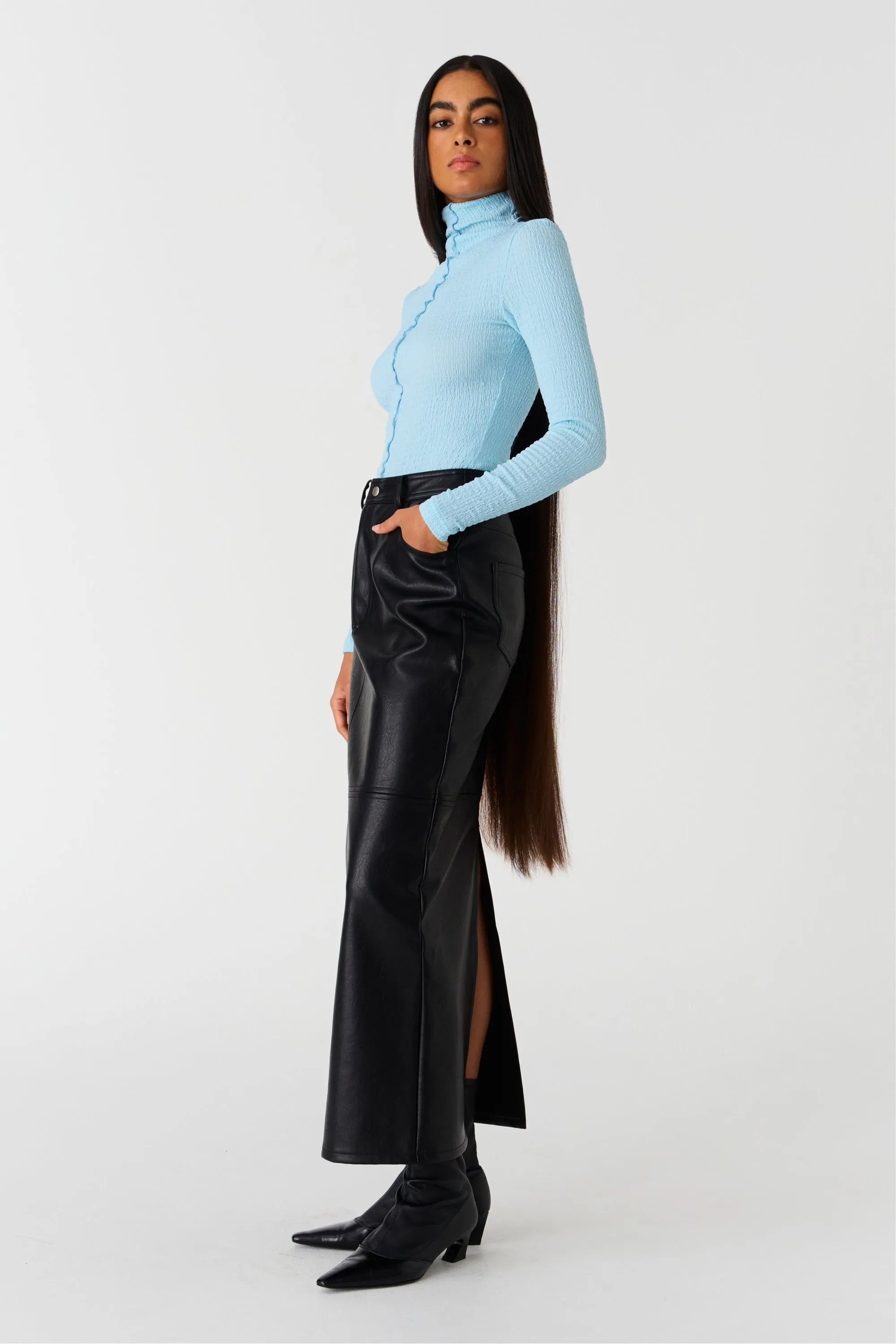 GINO FAUX LEATHER SKIRT