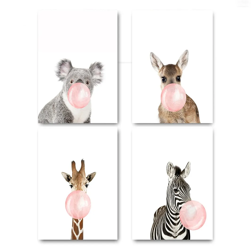 Giraffe Zebra Animal Posters Wall Art