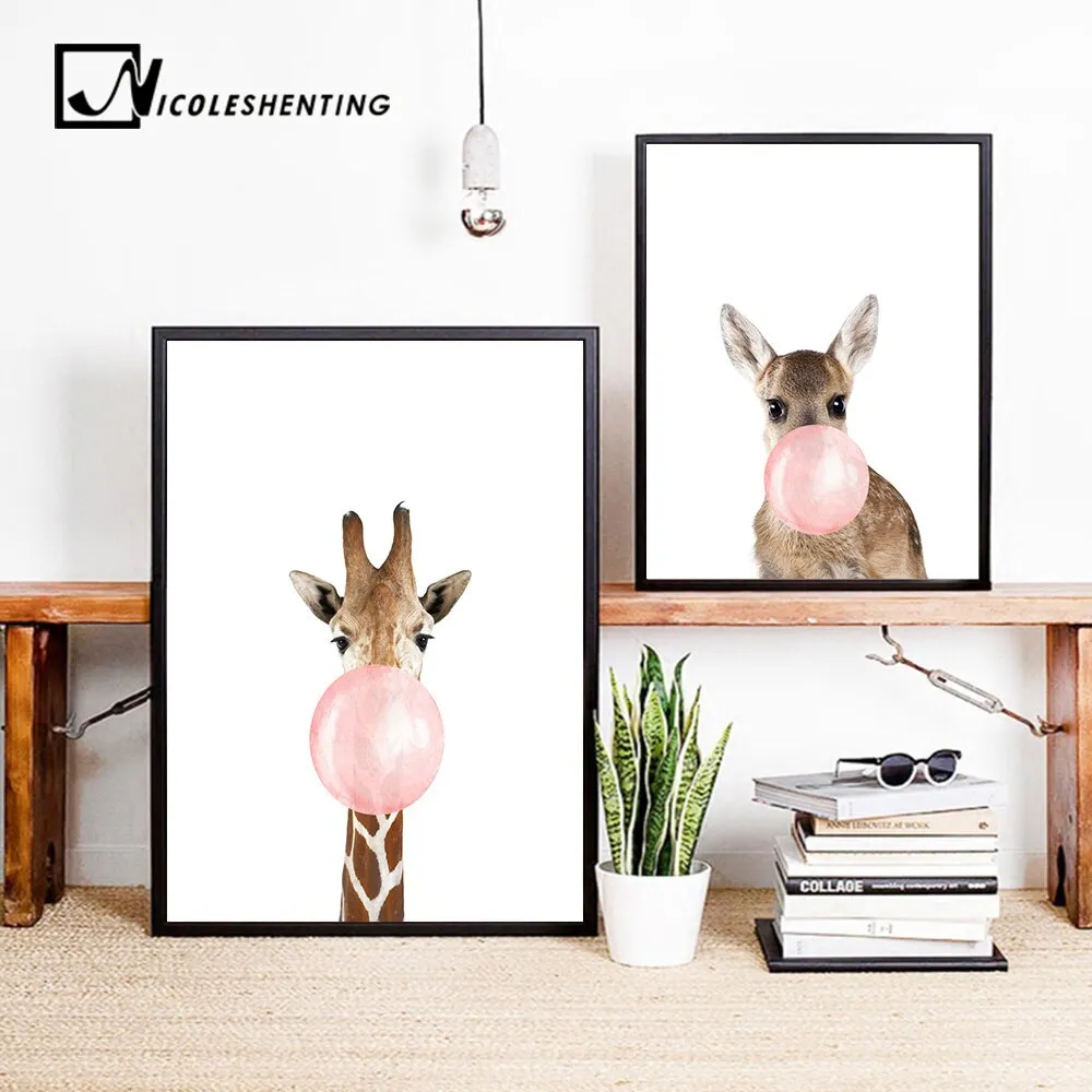 Giraffe Zebra Animal Posters Wall Art