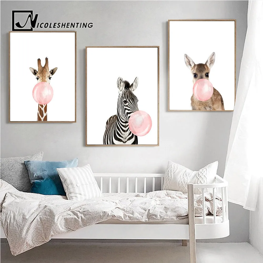 Giraffe Zebra Animal Posters Wall Art
