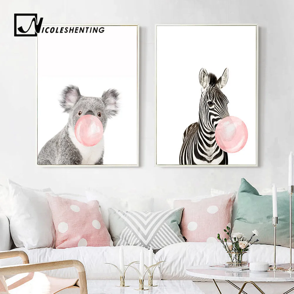 Giraffe Zebra Animal Posters Wall Art