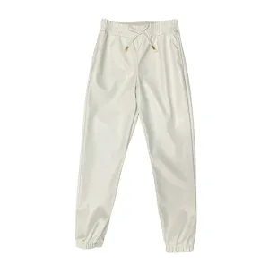 Girls Faux Leather Joggers - Off White