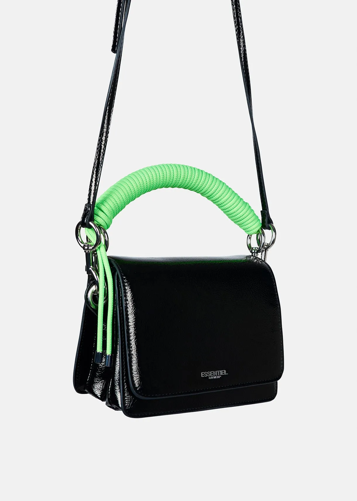 Glossy black shoulder bag