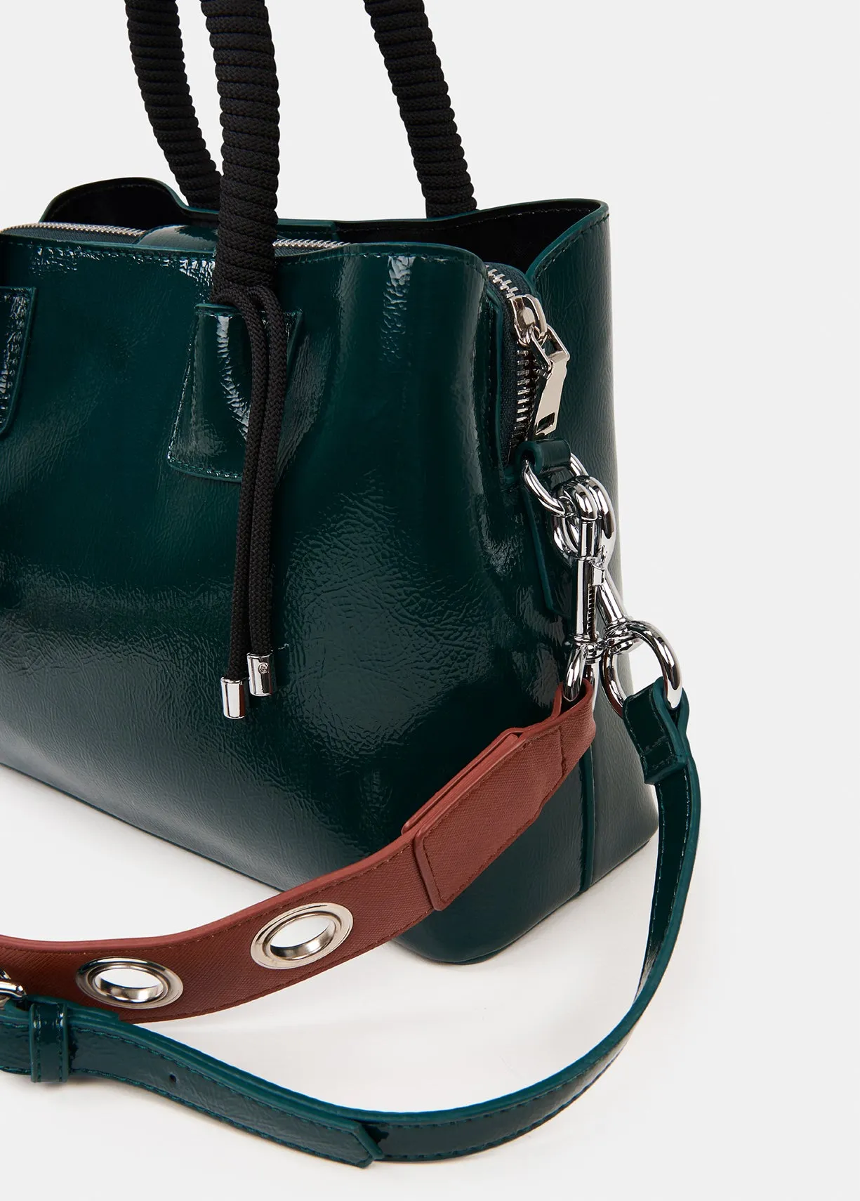 Glossy dark green tote bag