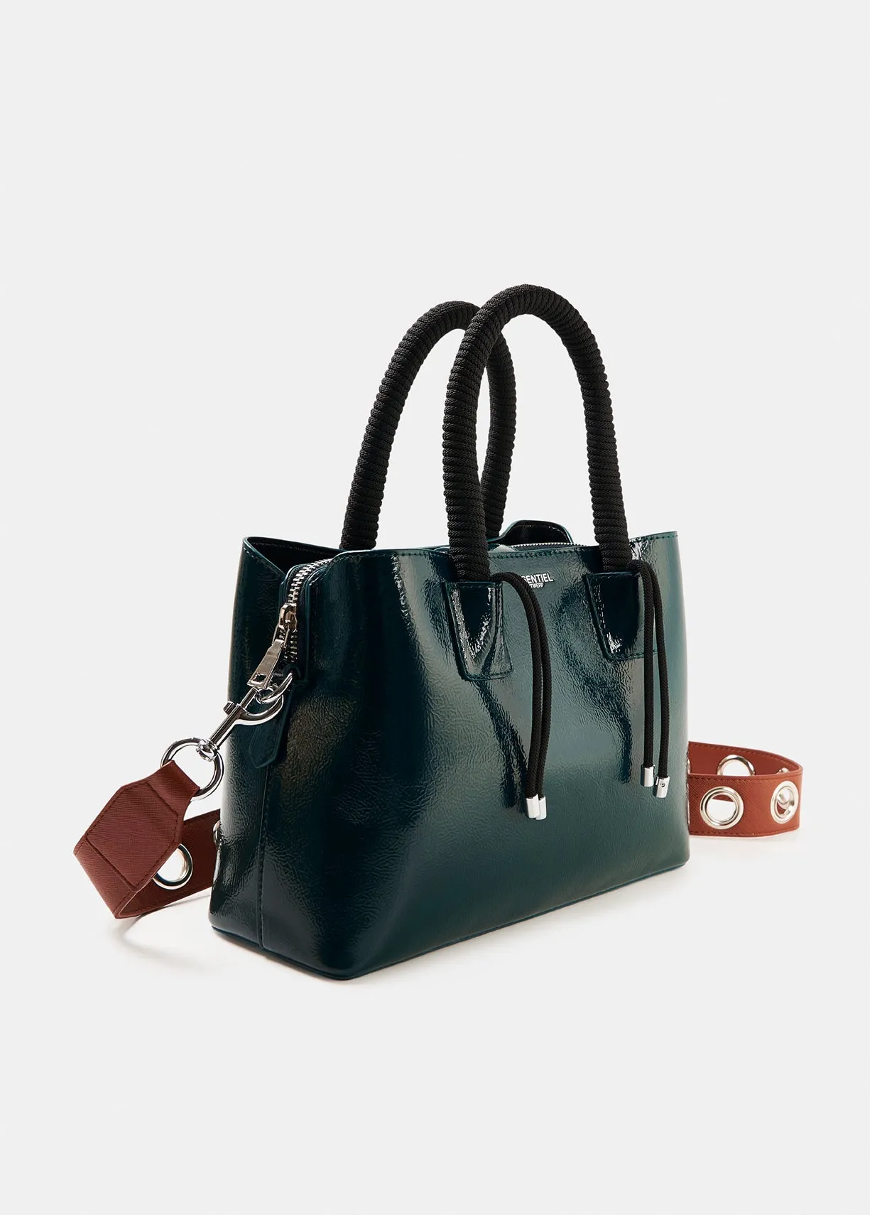 Glossy dark green tote bag