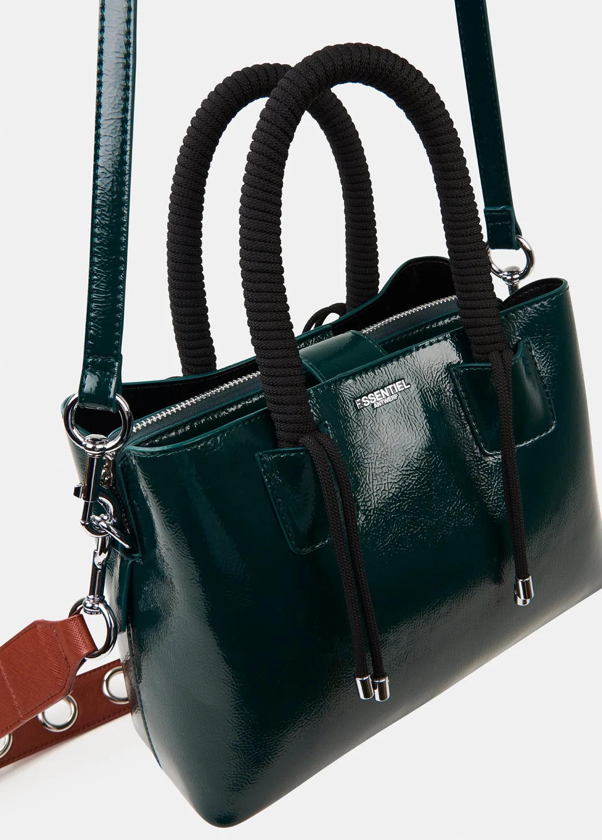 Glossy dark green tote bag