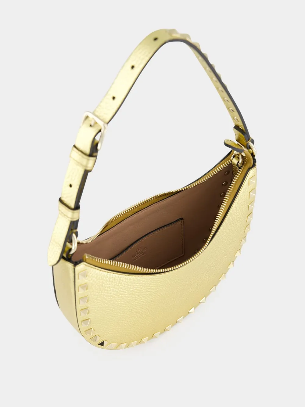 Gold Hobo Rockstud Mini Shoulder Bag