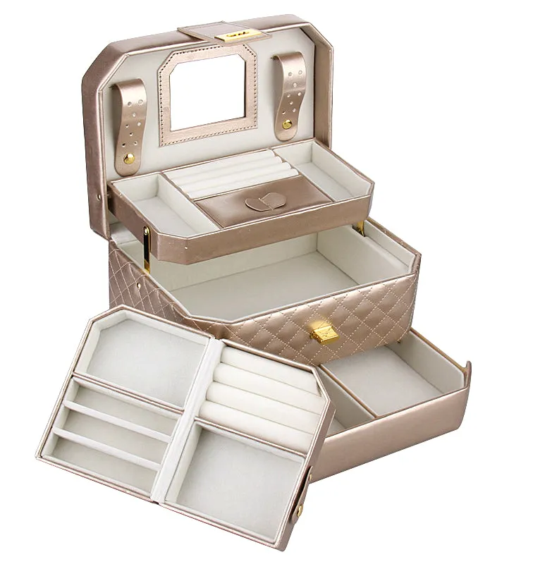 Gold Medium 2 Drawers Jewelry Box