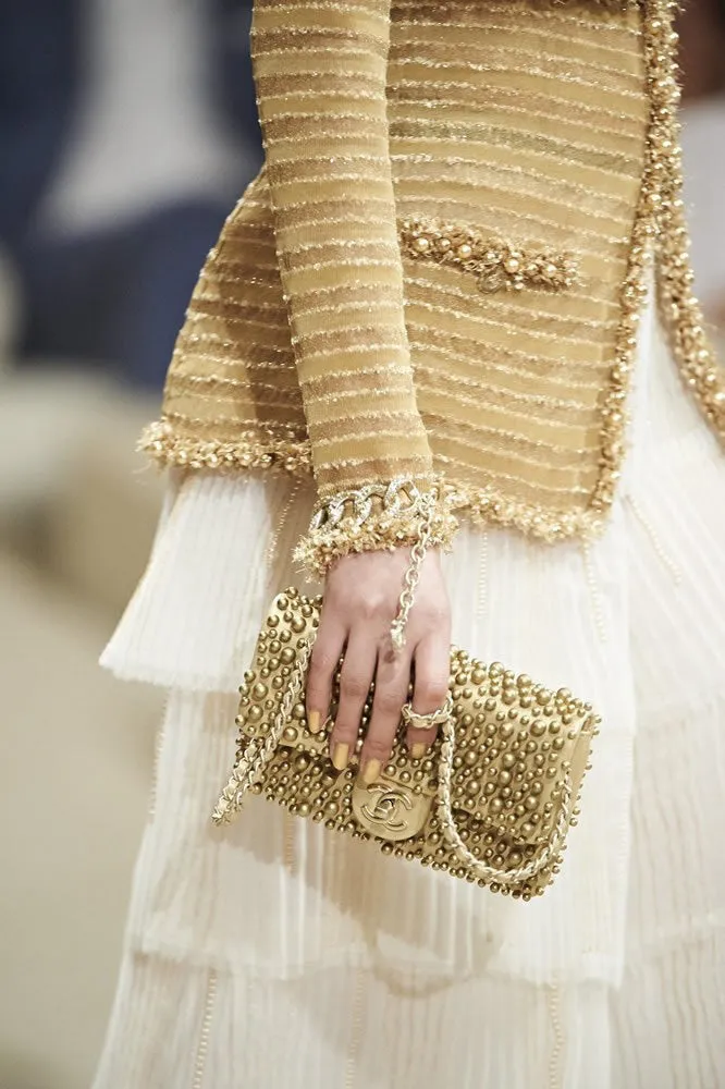 Gold Pearl Lambskin Mini Flap Bag
