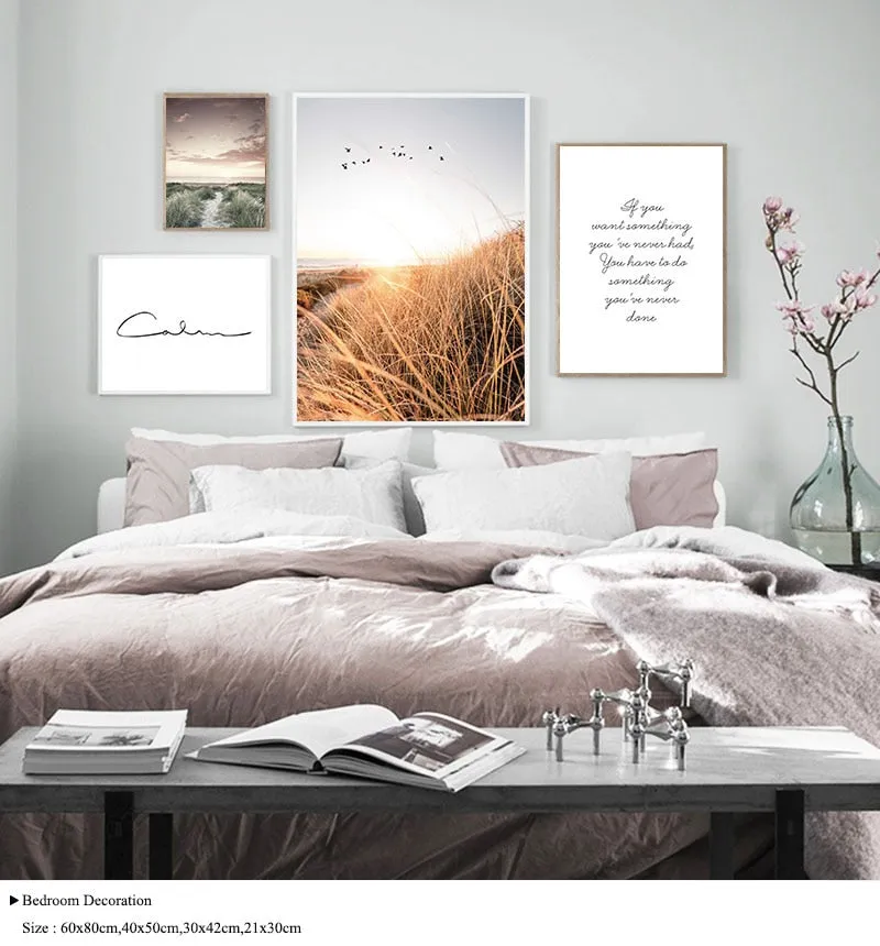 Grass Field Sunset Wall Art