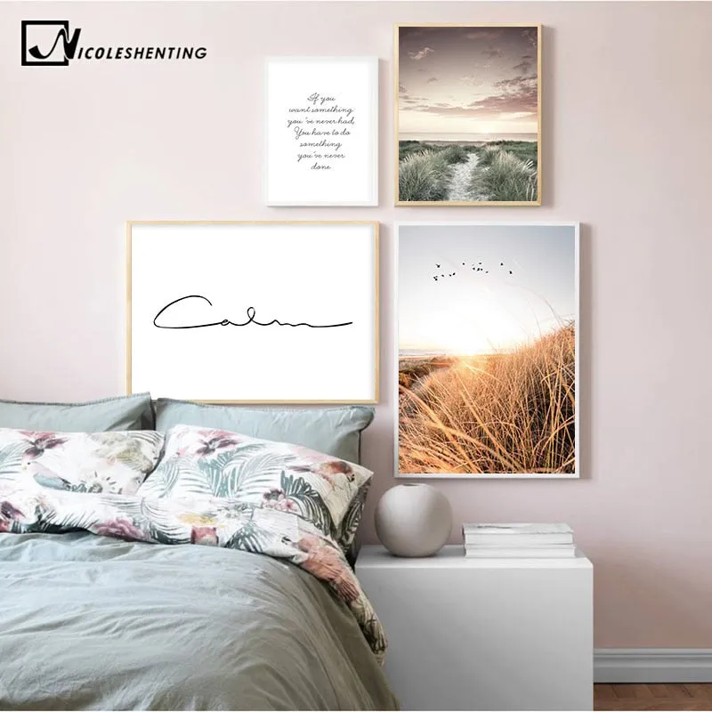Grass Field Sunset Wall Art