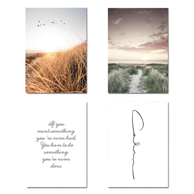 Grass Field Sunset Wall Art