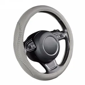Gray PU Leather Steering Wheel Cover