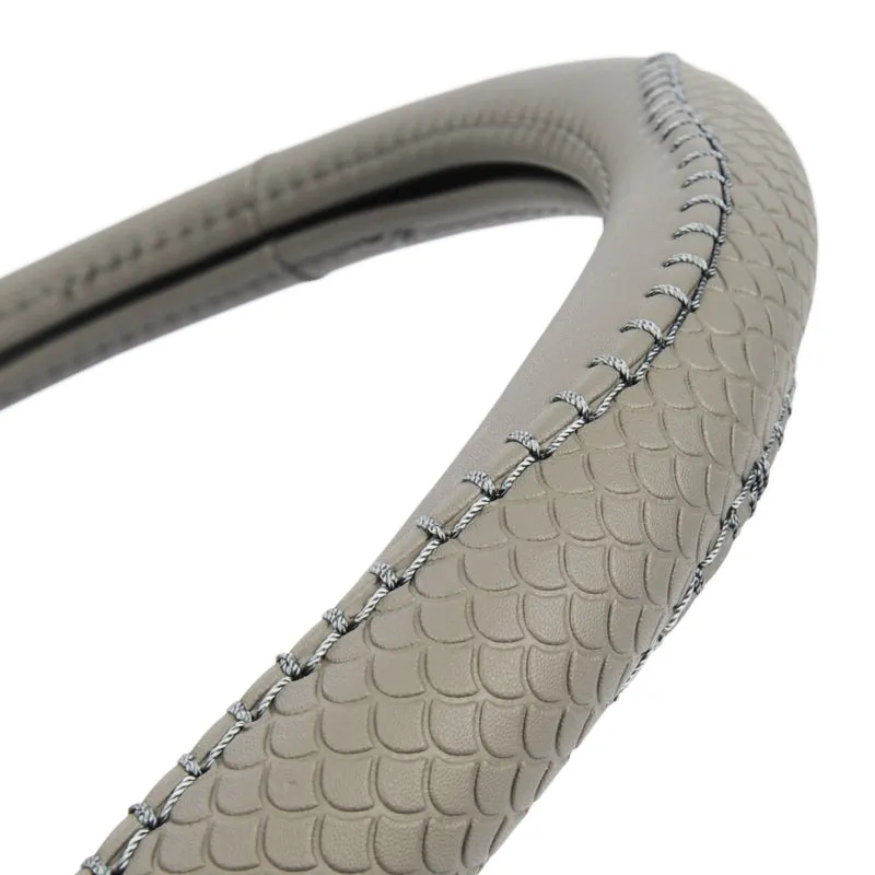 Gray PU Leather Steering Wheel Cover