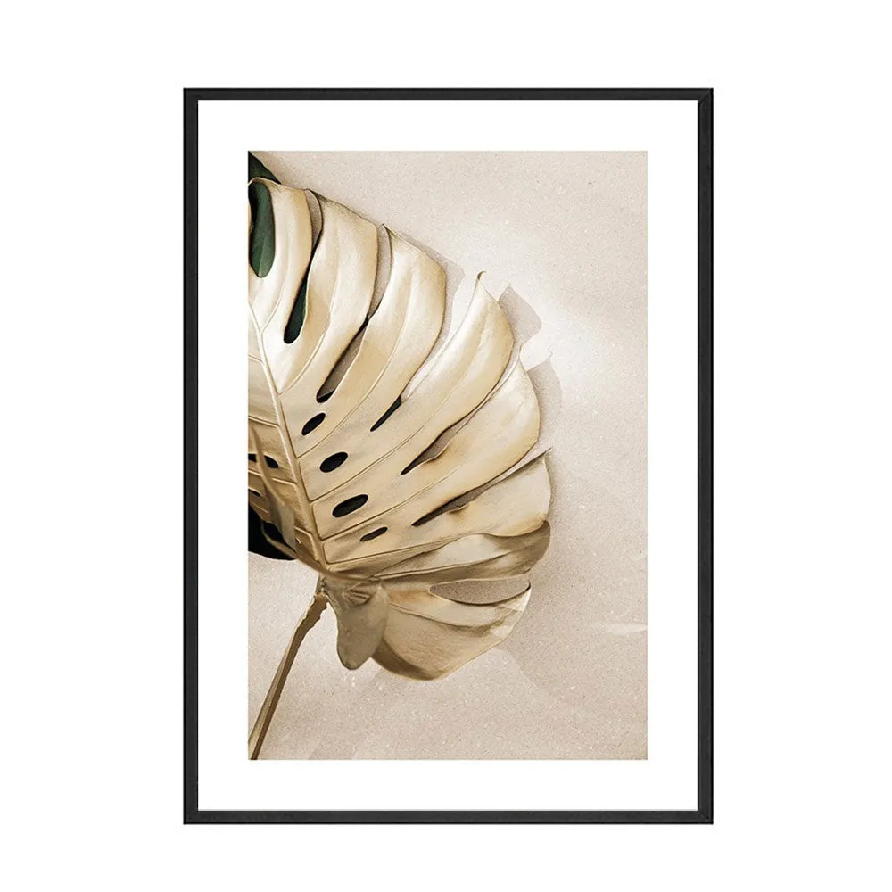 Green and Golden Leaves Scandinavian Wall Art