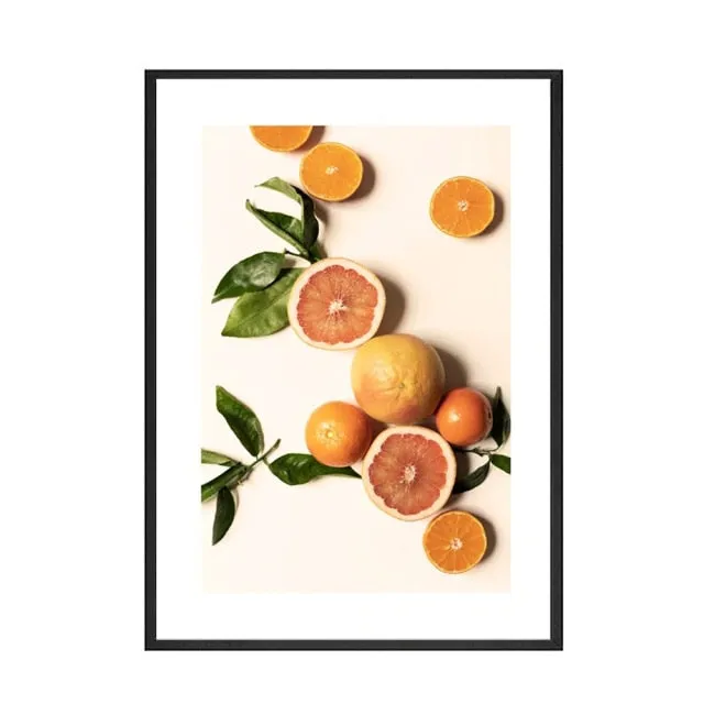 Green Leaf Fruit Poster Quotes Nordic Cocktail Wall Art