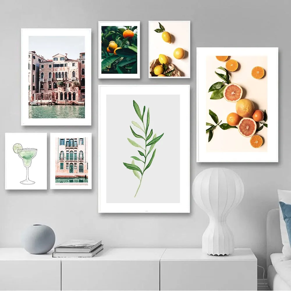 Green Leaf Fruit Poster Quotes Nordic Cocktail Wall Art