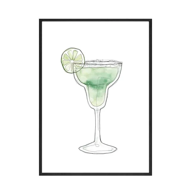 Green Leaf Fruit Poster Quotes Nordic Cocktail Wall Art