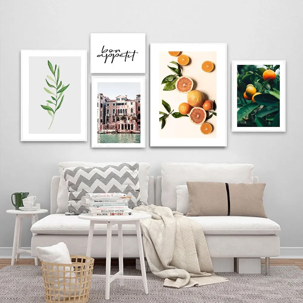 Green Leaf Fruit Poster Quotes Nordic Cocktail Wall Art