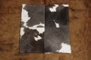 Greyish Brown & White Cowhide Pillow Cover 20"x20