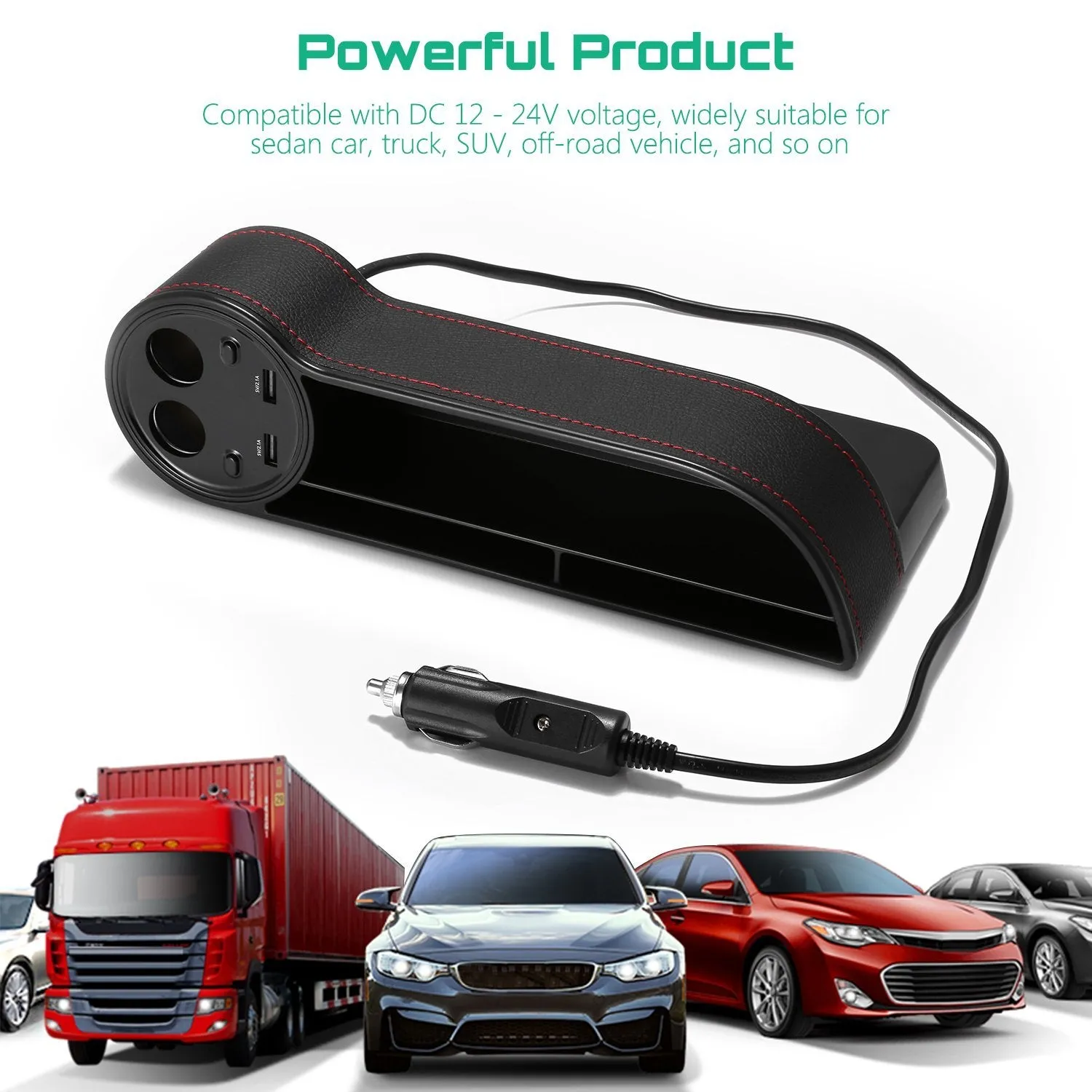 HandyFunction™ Luxury Car Organizer with Charging Ports