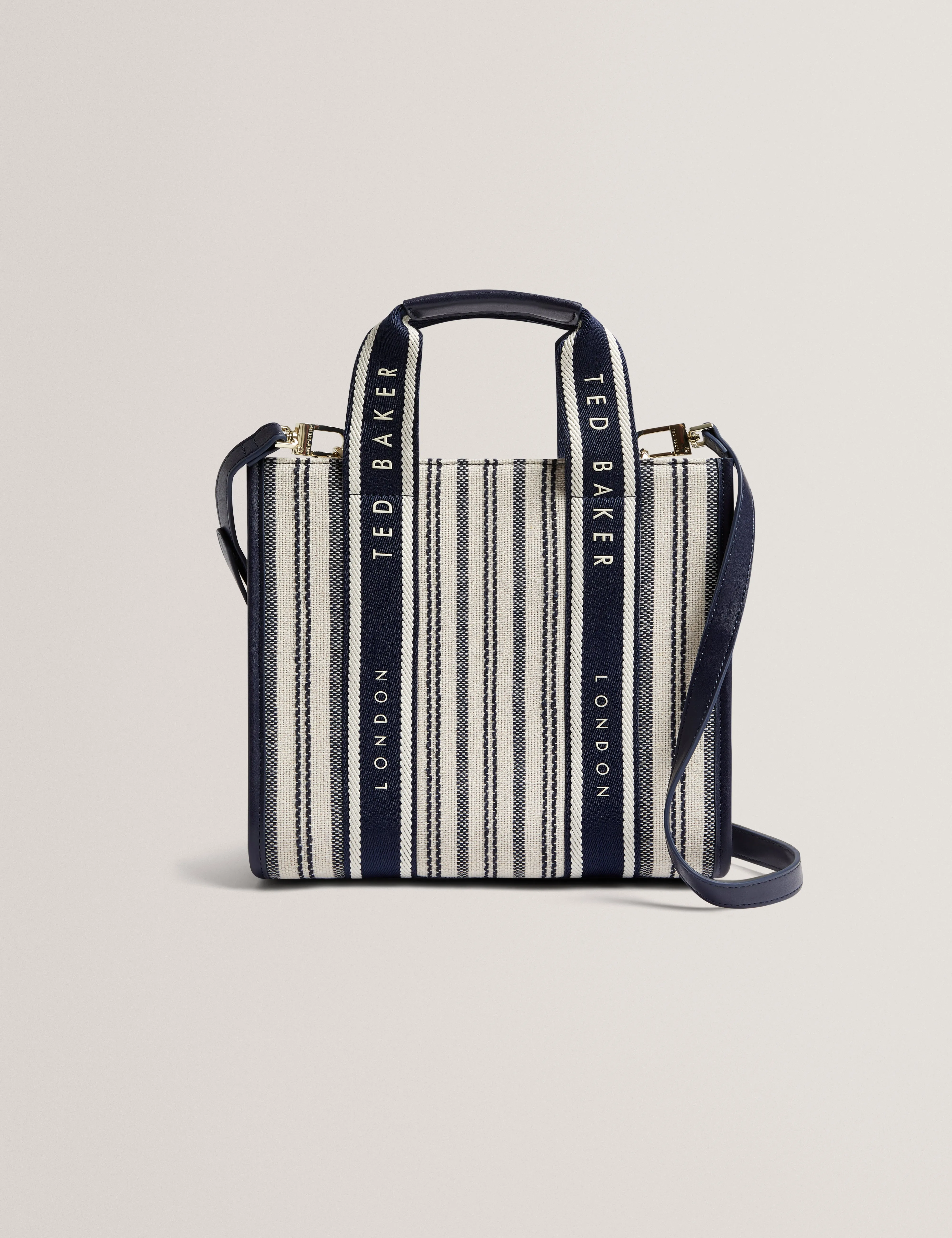 Harllee Striped Canvas Small Webbing Bag Navy
