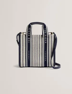 Harllee Striped Canvas Small Webbing Bag Navy