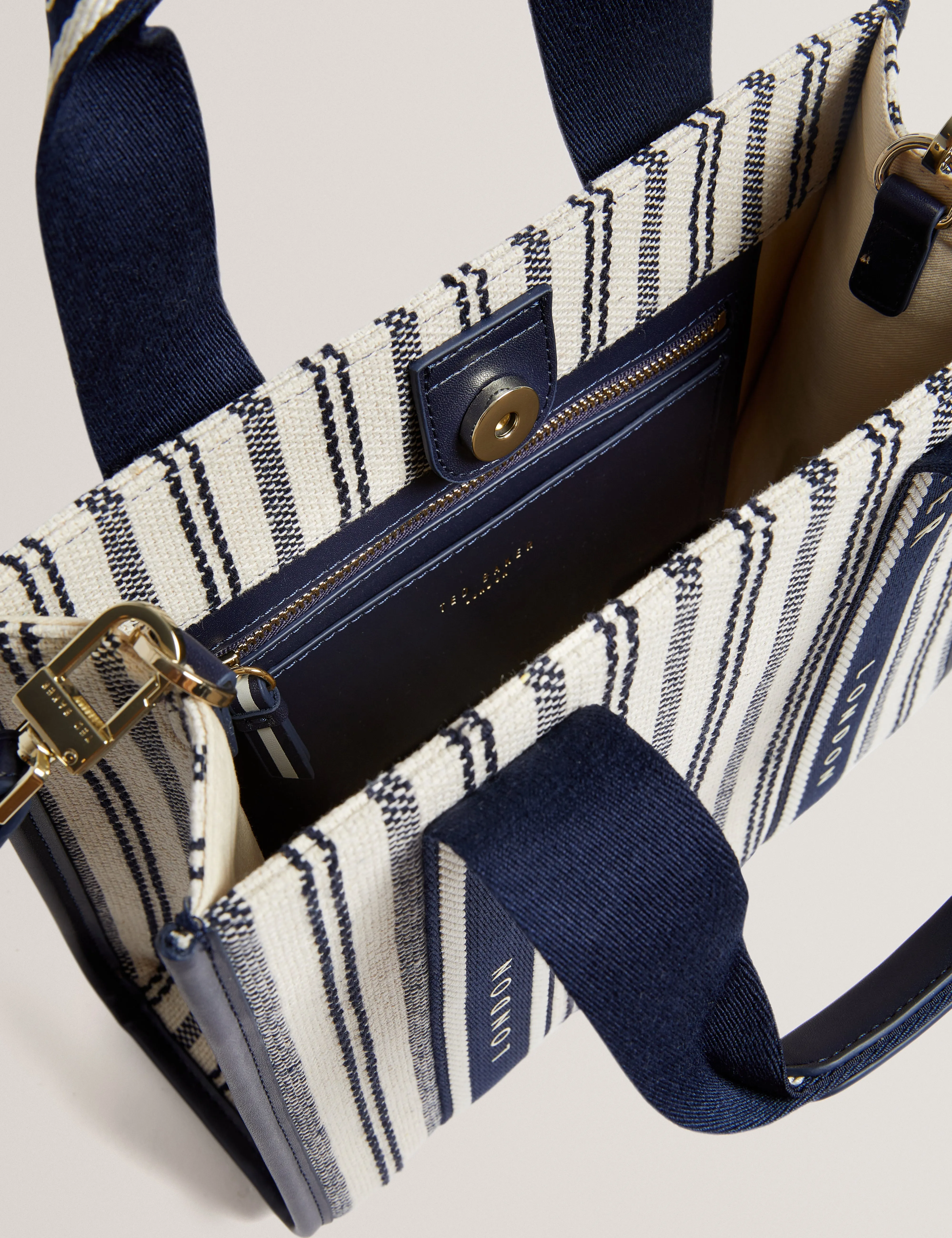 Harllee Striped Canvas Small Webbing Bag Navy