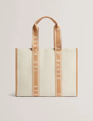 Hayllee Striped Canvas Large Icon Bag Camel