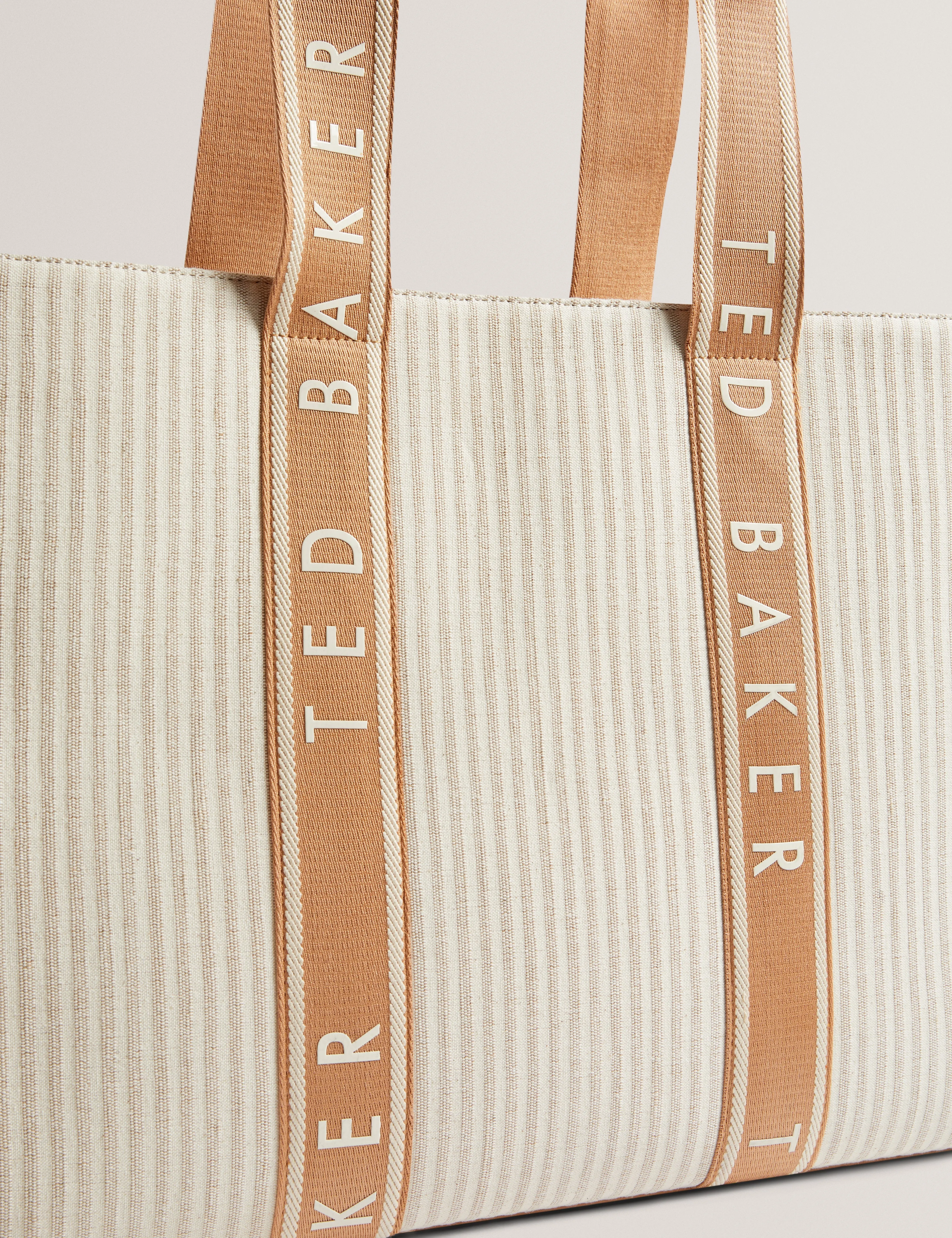Hayllee Striped Canvas Large Icon Bag Camel