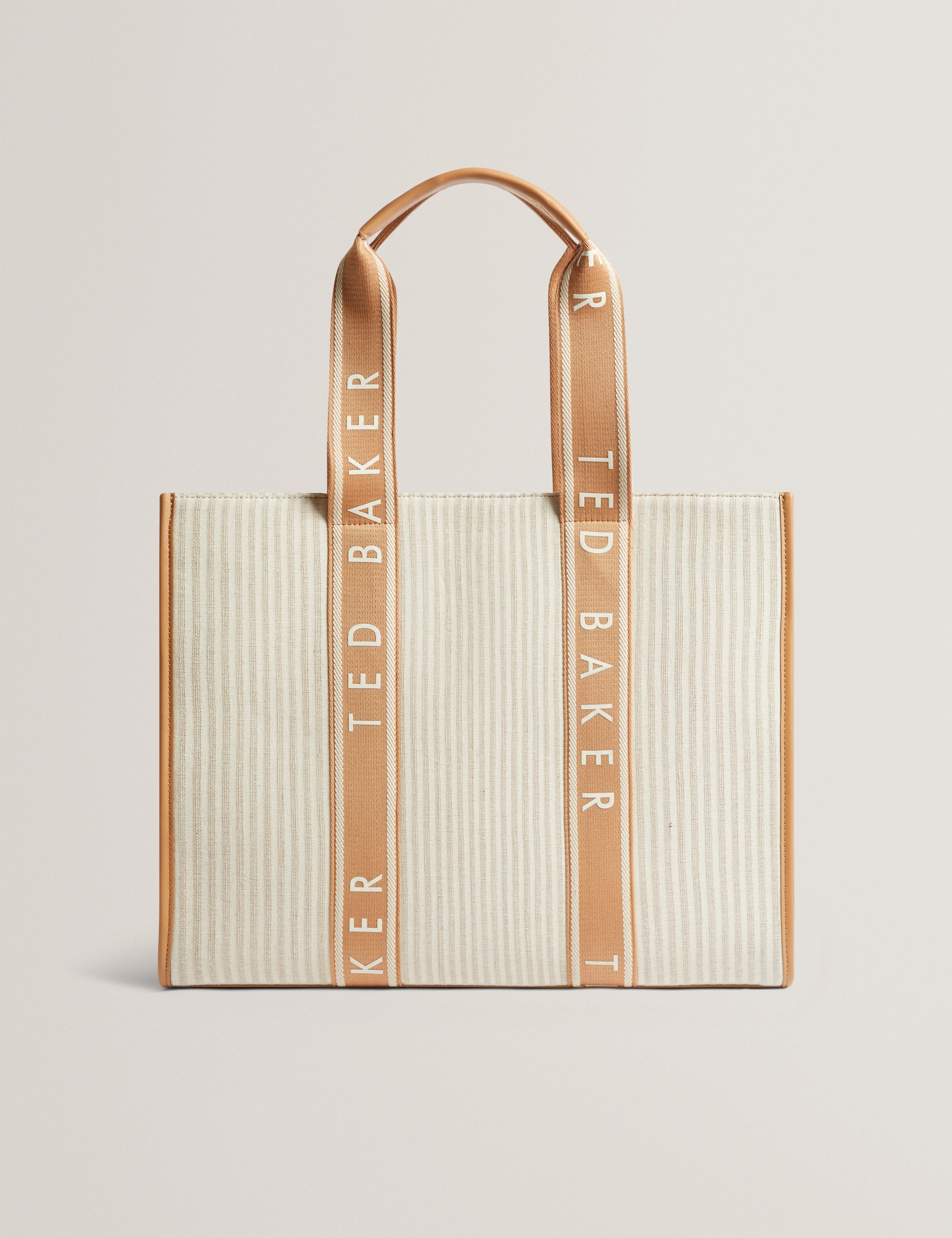 Hayllee Striped Canvas Large Icon Bag Camel
