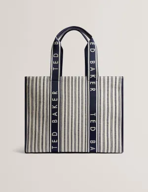 Hayllee Striped Canvas Large Icon Bag Navy