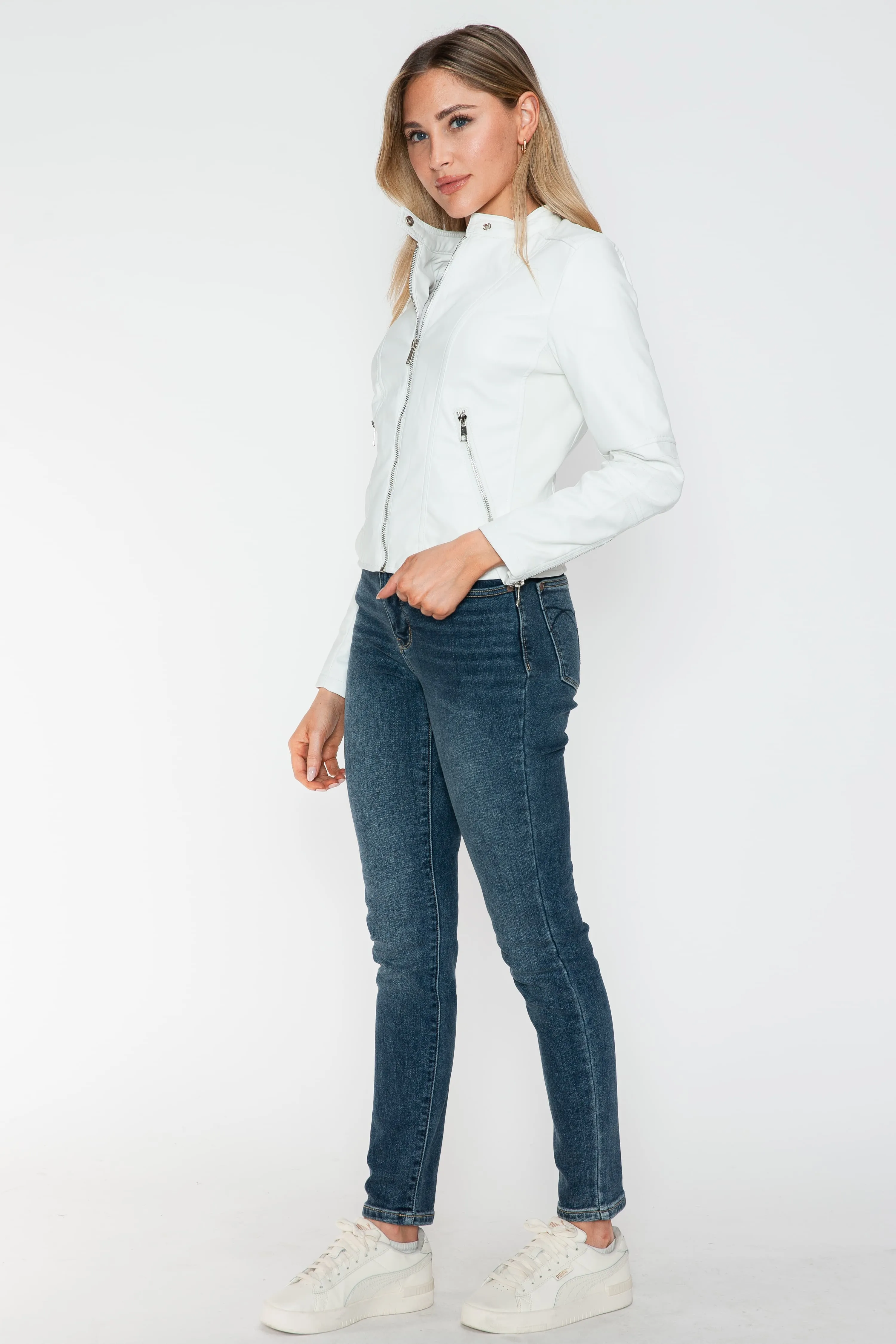 Hazel Blues® |  Snobbish PU Leather Zip Up Jacket with Pockets