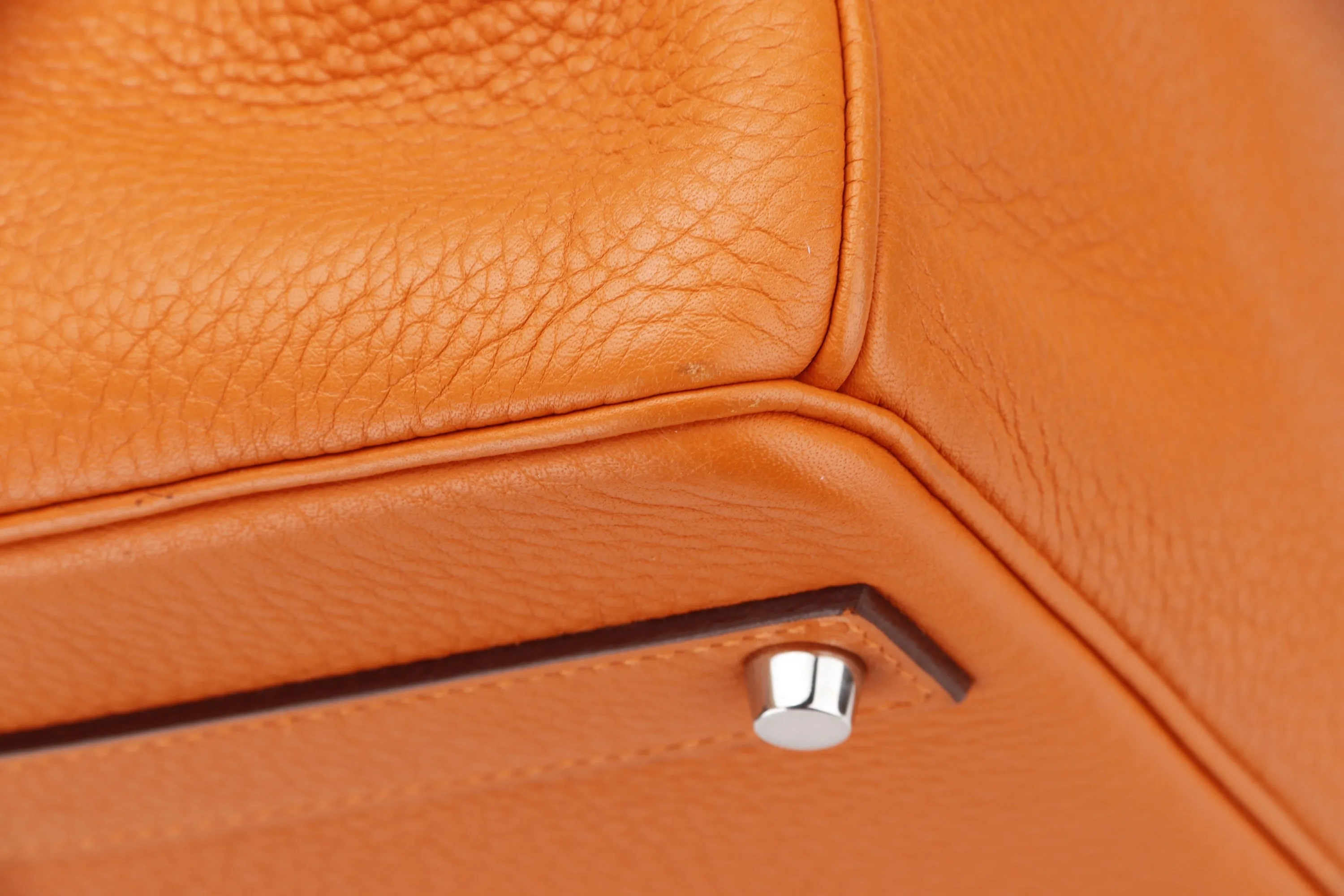 HERMES BIRKIN 40 [STAMP M SQUARE (2009)] ORANGE TAURILLON CLEMENCE LEATHER PALLADIUM HARDWARE, WITH BOX ,DUST COVER, LOCK & KEYS