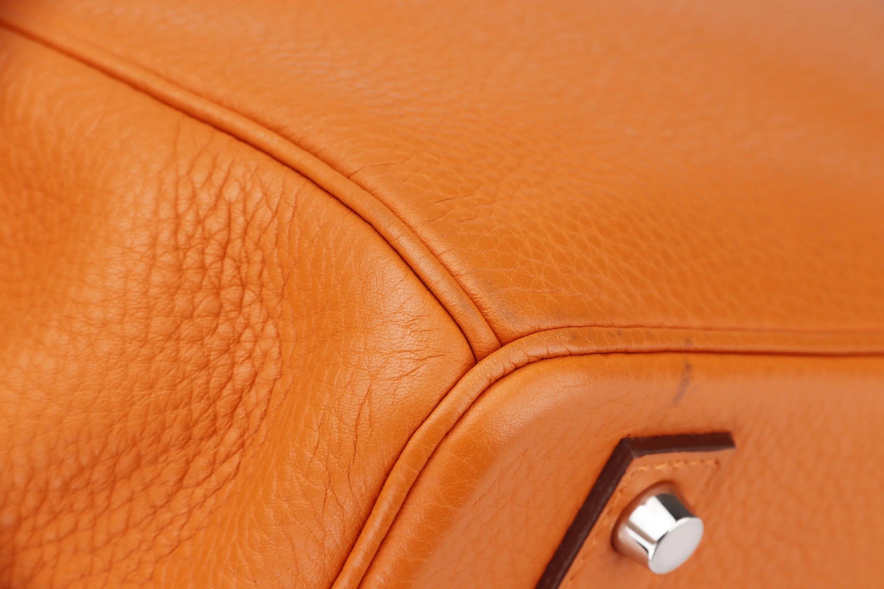 HERMES BIRKIN 40 [STAMP M SQUARE (2009)] ORANGE TAURILLON CLEMENCE LEATHER PALLADIUM HARDWARE, WITH BOX ,DUST COVER, LOCK & KEYS